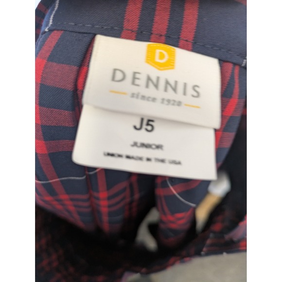 DENNIS Plaid Pleated Junior Skirt Red Navy White A-line Mini Size J5 - Picture 5 of 7